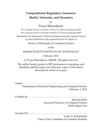 Computational Regulatory Genomics: Motifs, Networks, and ...