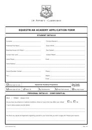 EQUESTRIAN ACADEMY APPLICATION FORM - St Peter's School