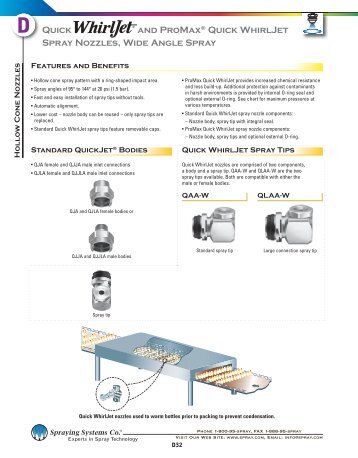 D32 - Quick WhirlJet Spray Nozzles - Spraying Systems Co.