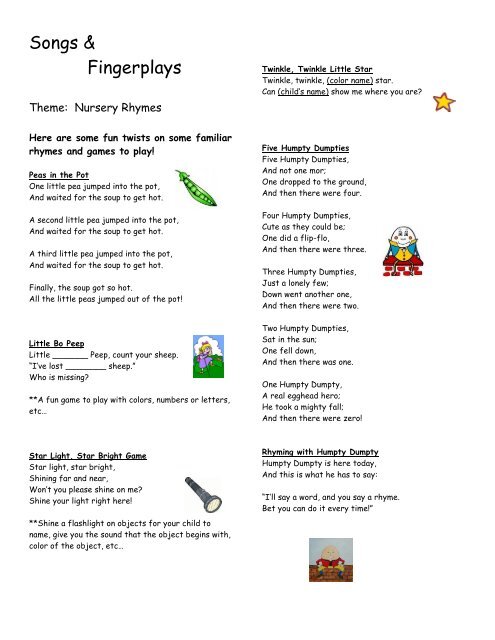 fingerplays nursery rhymes 12 - Preschool