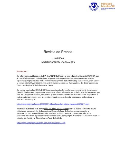 Revista de Prensa - Universidad Camilo JosÃ© Cela