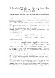 Hongwei Long STA 4032 Midterm Exam II October 30, 2009
