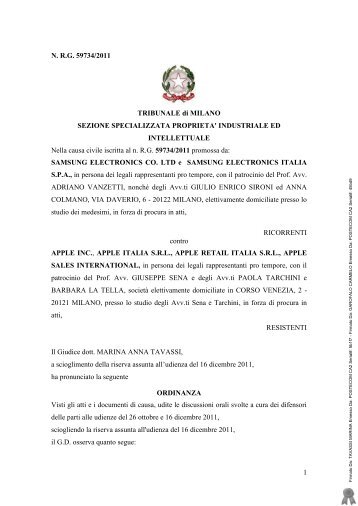 TRIBUNALE di MILANO - Daniele Lepido I bastioni di Orione