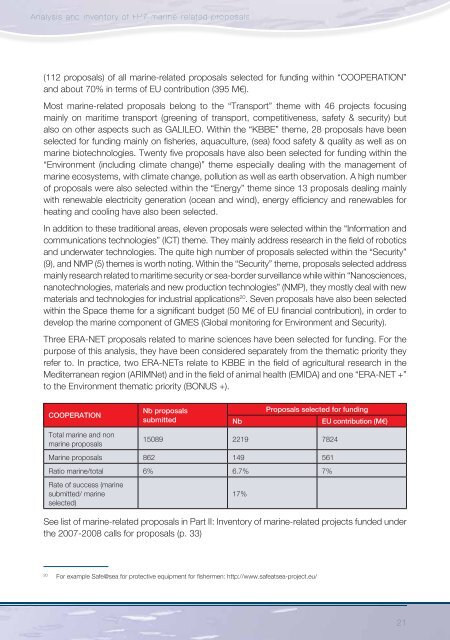 Analysis and inventory of FP7 marine-related proposals - European ...