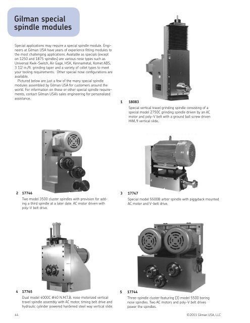 Cartridge and block spindles - Gilman USA