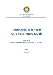 Retningslinjer for drift Oslo Vest Rotary Klubb