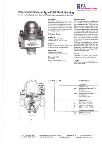 Dom-Druckminderer Type C.1/821/10 Messing