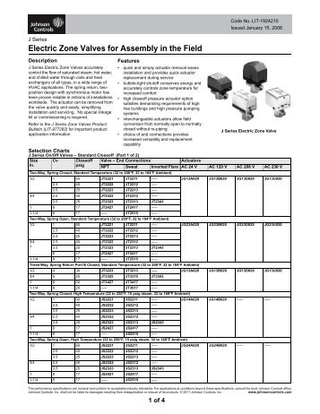 J Series Electric Zone Valves for Assembly in the Field Catalog Page