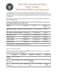 Primary fees 2012 - Saint John's International School