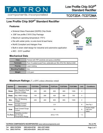 TCDT2DA - Taitron Components, Inc.