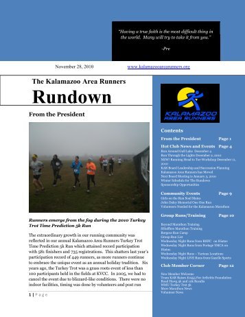 Rundownwsletter Title - Kalamazoo Area Runners