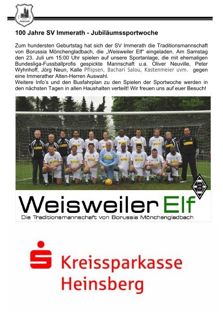 ab 14:00 Uhr & Sonntag den 10. Juli 2011 - SV Immerath 1911 eV