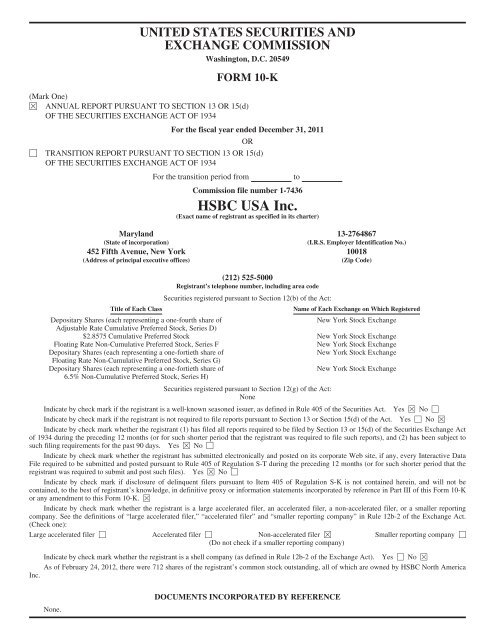Hsbc Usa Inc Form 10k Filing 2011 Results