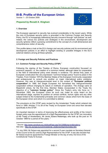 III-B. Profile of the European Union - Institute for Environmental ...