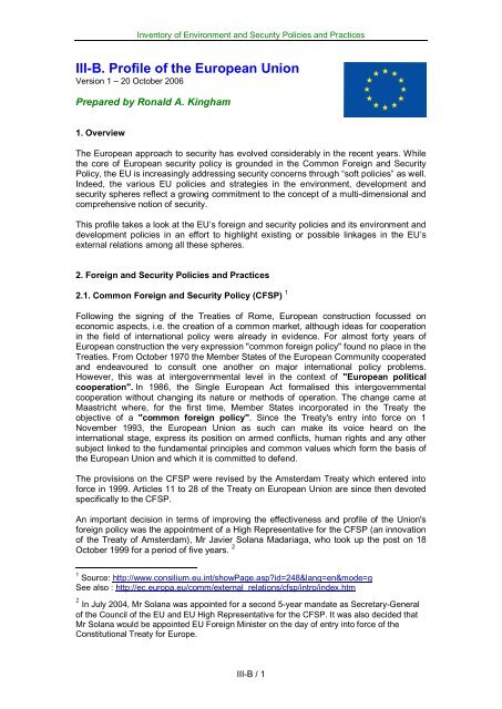 III-B. Profile of the European Union - Institute for Environmental ...