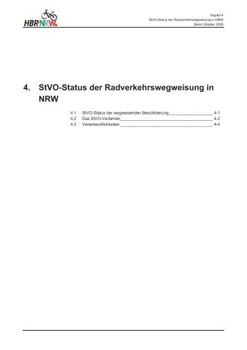 Kapitel 4 - StVO-Status der Radverkehrswegweisung in NRW