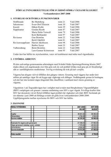 FÃ¶rvaltningsberÃ¤ttelse 2007-2008 - sÃ¶dra svÃ¤rdsÃ¶ sportstugefÃ¶rening