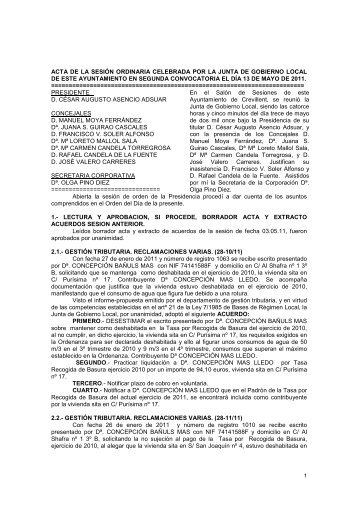 acta de la sesiÃ³n ordinaria celebrada por la junta de gobierno local ...