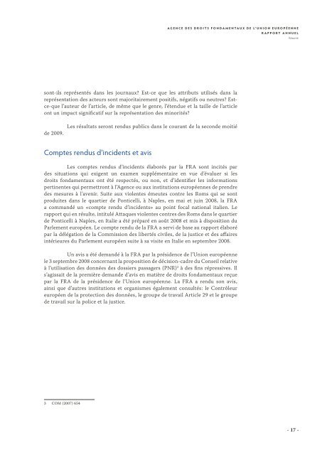 Agence des droits fondamentaux de l'Union europÃ©enne RAPPORT ...