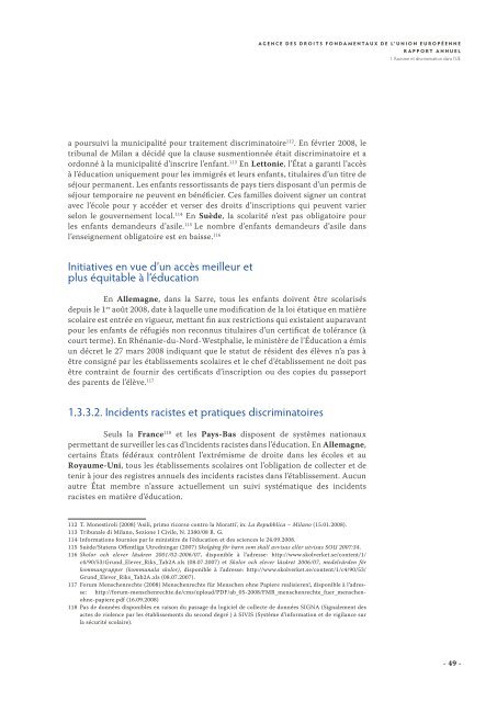 Agence des droits fondamentaux de l'Union europÃ©enne RAPPORT ...