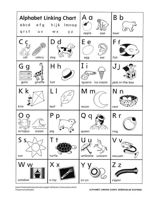 Alphabet Linking Chart Printable