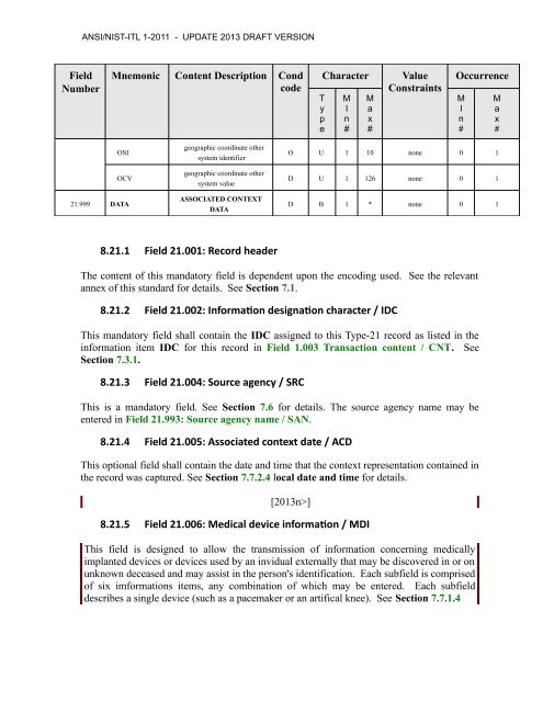 acknowledgements for ansi/nist-itl 1-2011 - NIST Visual Image ...