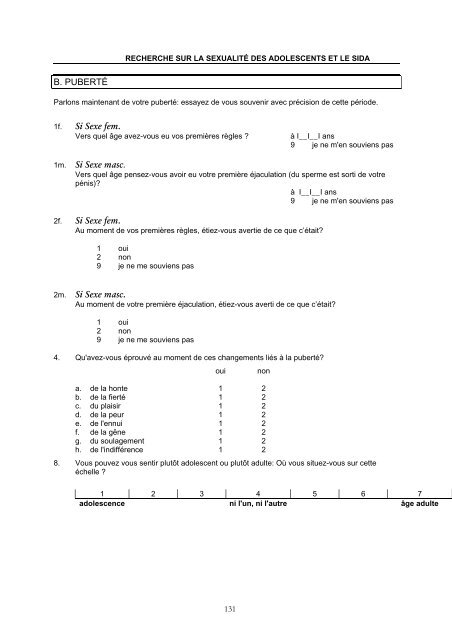 SEXUALITE DES ADOLESCENTS ET SIDA: - IUMSP