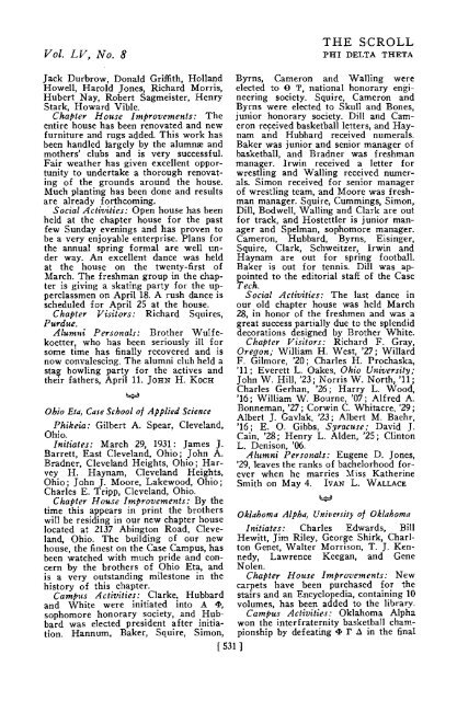 1930–31 Volume 55 No 1–5 - Phi Delta Theta Scroll Archive