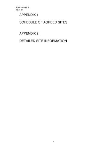 appendix 1 schedule of agreed sites appendix 2 detailed site ...
