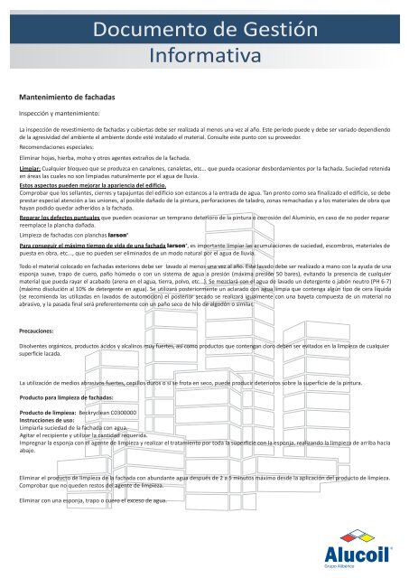 Mantenimiento de fachada larsonÃ‚Â® (espaÃƒÂ±ol).cdr - Alucoil