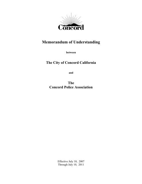 Memorandum of Understanding - City of Concord