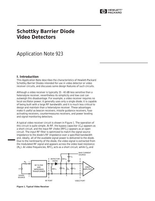 Schottky Barrier Diode Video Detectors Application Note 923