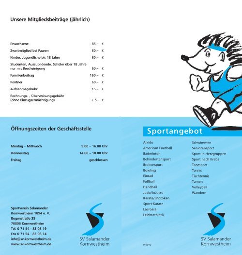 Sportangebot - SV Salamander Kornwestheim