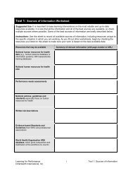 Tool 1: Sources of Information Worksheet - IntraHealth International