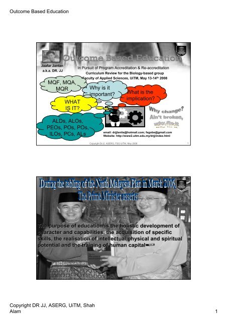 Learning Outcomes Dr Jj Or Dr Jaafar Jantan Homepage Uitm
