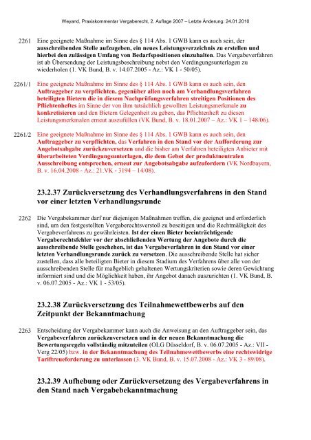 Entscheidung der Vergabekammer - Oeffentliche Auftraege