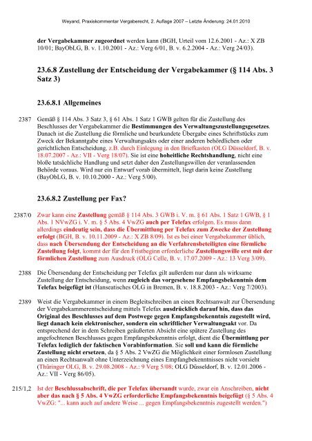 Entscheidung der Vergabekammer - Oeffentliche Auftraege