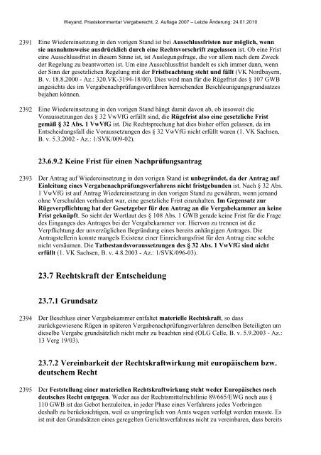 Entscheidung der Vergabekammer - Oeffentliche Auftraege