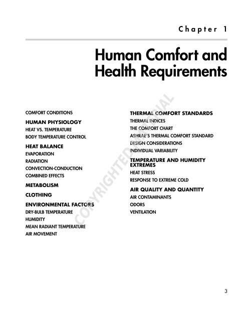 Human Comfort and Health Requirements