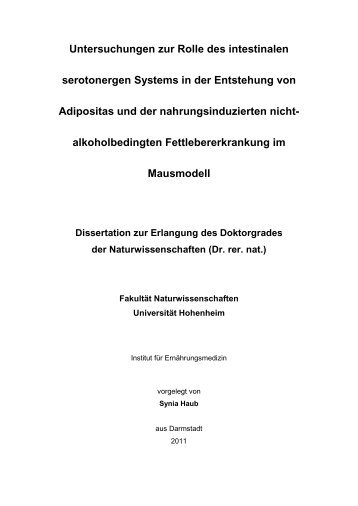 Die Rolle des intestinalen serotonergen Systems in der Entwicklung ...