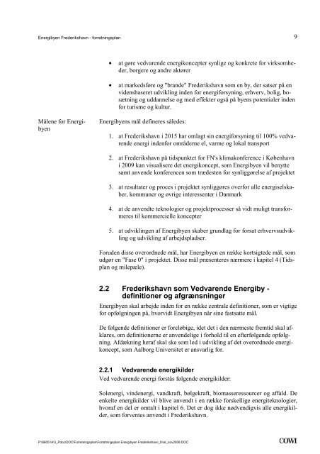 Energibyen Frederikshavn - forretningsplan - Energi PRINCIPS