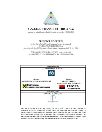 Prospect de oferta publica initiala Transelectrica - Kmarket.ro