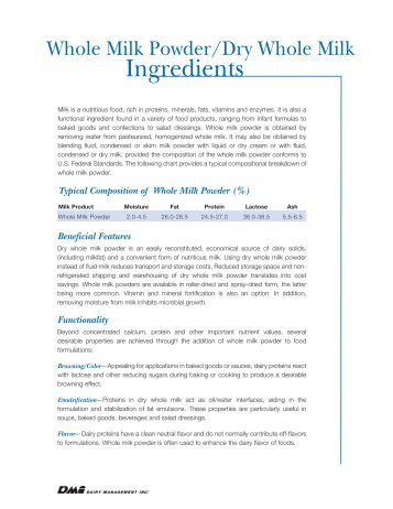 Whole milk powder/dry whole milk ingredients - InnovateWithDairy ...