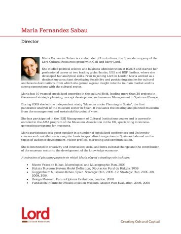 Maria Fernandez Sabau - Lord Cultural Resources