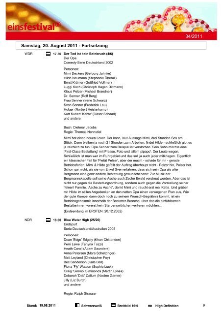 Programmwoche 34/2011 - Das Programm der ARD