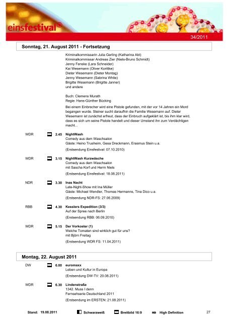 Programmwoche 34/2011 - Das Programm der ARD