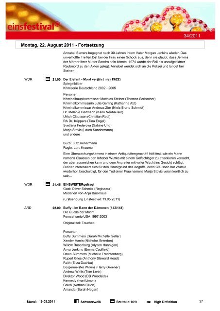 Programmwoche 34/2011 - Das Programm der ARD