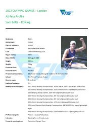 2012 OLYMPIC GAMES â London Athlete Profile Sam Beltz â Rowing