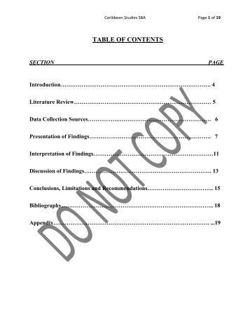 Caribbean Studies Internal Assessment Example ... - VincyClassroom