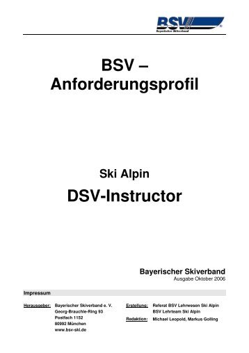 BSV â Anforderungsprofil DSV-Instructor - Bayerischer Skiverband